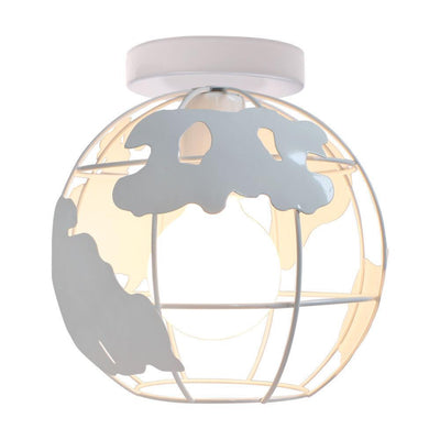 Luz de techo semiempotrada de 1 luz con forma de globo de mapa creativa contemporánea para niños de hierro para dormitorio 
