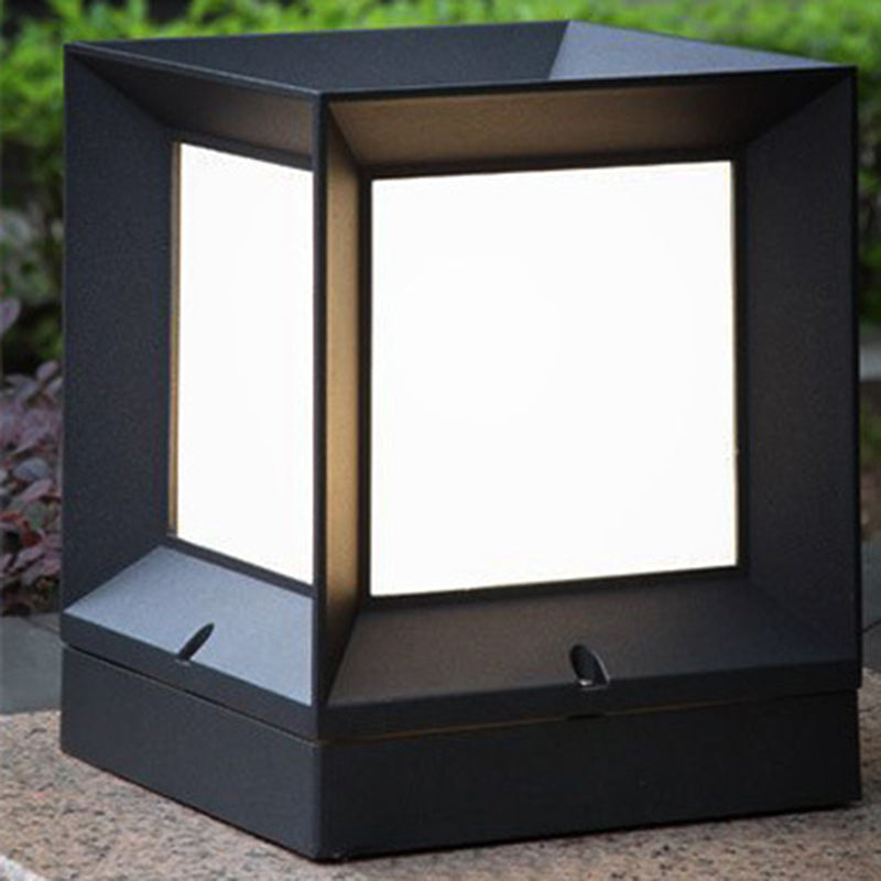 Moderno Minimalista Impermeable Forma Cuadrada Aluminio Acrílico 1-Luz Luz de Poste Exterior Para Jardín 