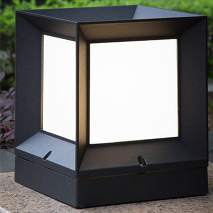 Moderno Minimalista Impermeable Forma Cuadrada Aluminio Acrílico 1-Luz Luz de Poste Exterior Para Jardín 