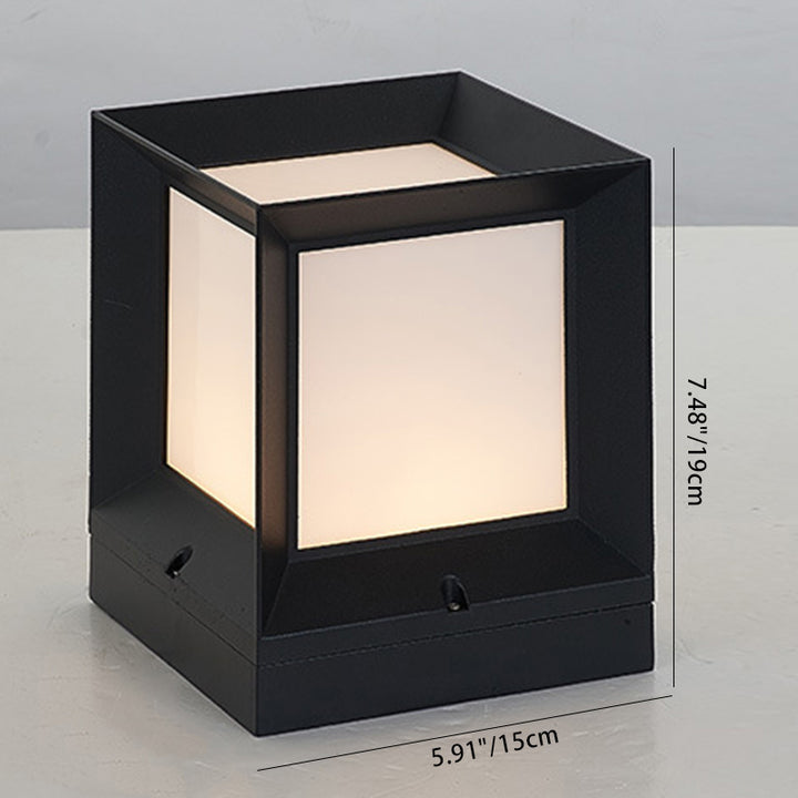 Lumière de poteau extérieure moderne minimaliste étanche en aluminium acrylique en forme de carré à 1 lumière pour jardin 