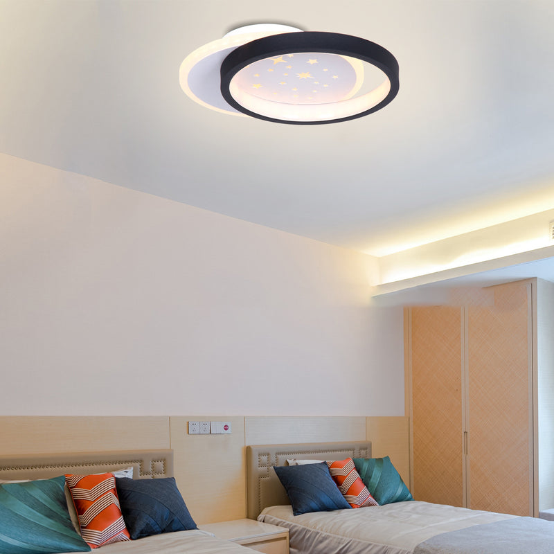 Plafonnier LED Semi-Encastré en Fer Acrylique Rond Géométrique Étoile Minimaliste Moderne pour Chambre 