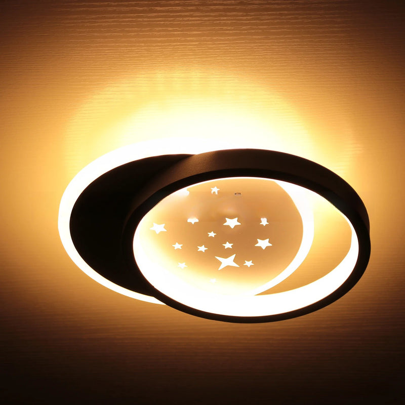 Plafonnier LED Semi-Encastré en Fer Acrylique Rond Géométrique Étoile Minimaliste Moderne pour Chambre 
