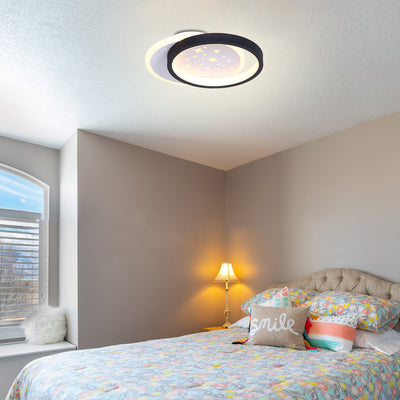 Plafonnier LED Semi-Encastré en Fer Acrylique Rond Géométrique Étoile Minimaliste Moderne pour Chambre 