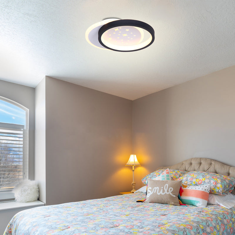 Plafonnier LED Semi-Encastré en Fer Acrylique Rond Géométrique Étoile Minimaliste Moderne pour Chambre 