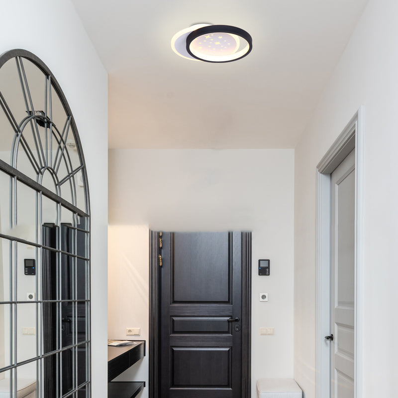 Plafonnier LED Semi-Encastré en Fer Acrylique Rond Géométrique Étoile Minimaliste Moderne pour Chambre 