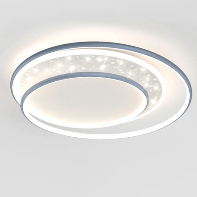 Plafonnier LED rond contemporain nordique en étoile en fer, silicone et acrylique pour chambre 