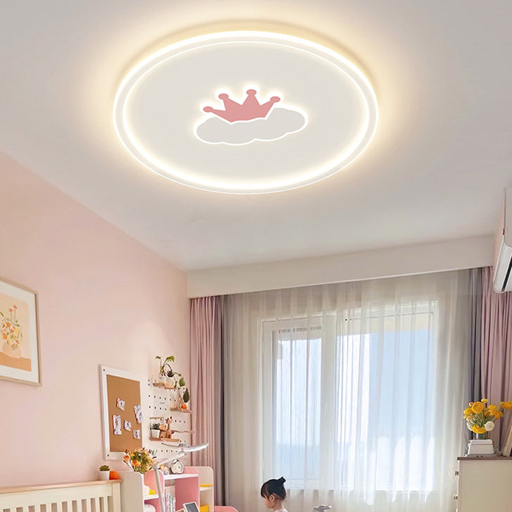 Plafonnier LED en acrylique et fer avec couronne d&