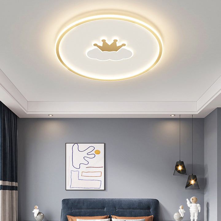 Plafonnier LED en acrylique et fer avec couronne d&