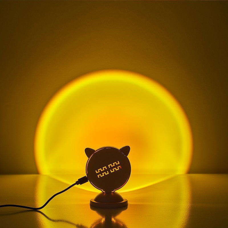 Lámpara de mesa de luz ambiental LED USB de ABS en forma de orejas de gato rosa creativa contemporánea para dormitorio 