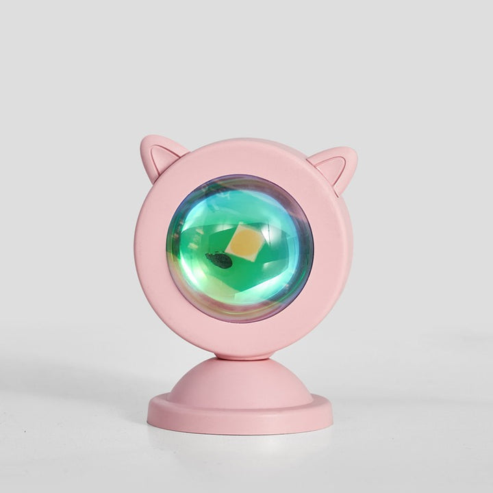 Lámpara de mesa de luz ambiental LED USB de ABS en forma de orejas de gato rosa creativa contemporánea para dormitorio 