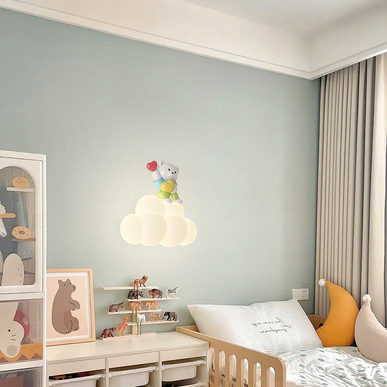 Applique murale contemporaine Creative Cloud Angel Rabbit Iron PE LED pour chambre d&