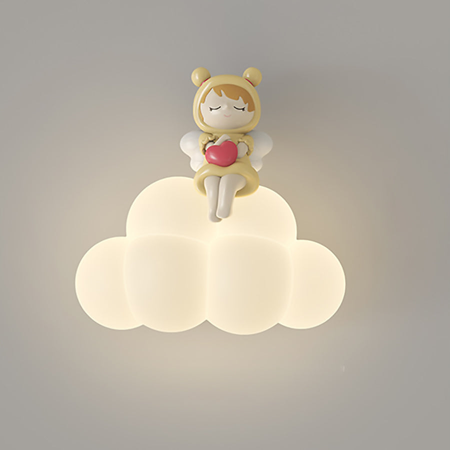 Applique murale contemporaine Creative Cloud Angel Rabbit Iron PE LED pour chambre d&