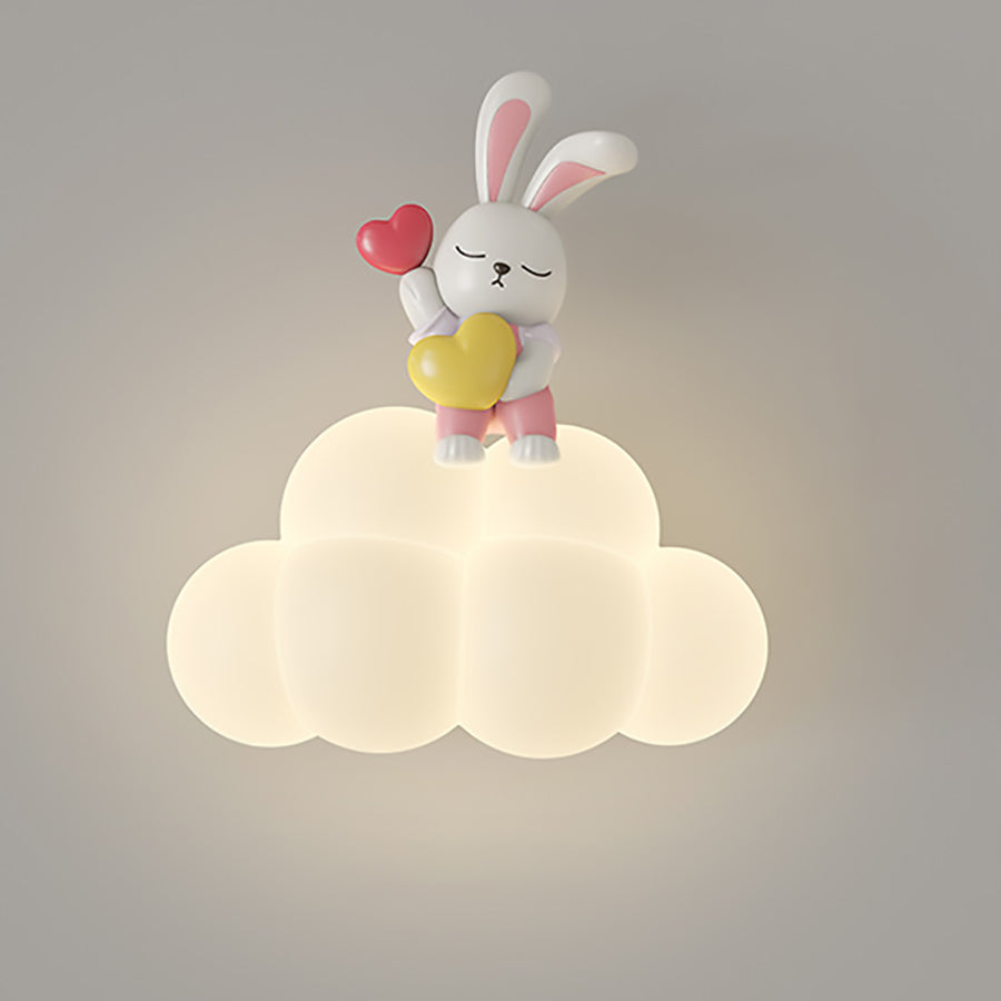 Applique murale contemporaine Creative Cloud Angel Rabbit Iron PE LED pour chambre d&