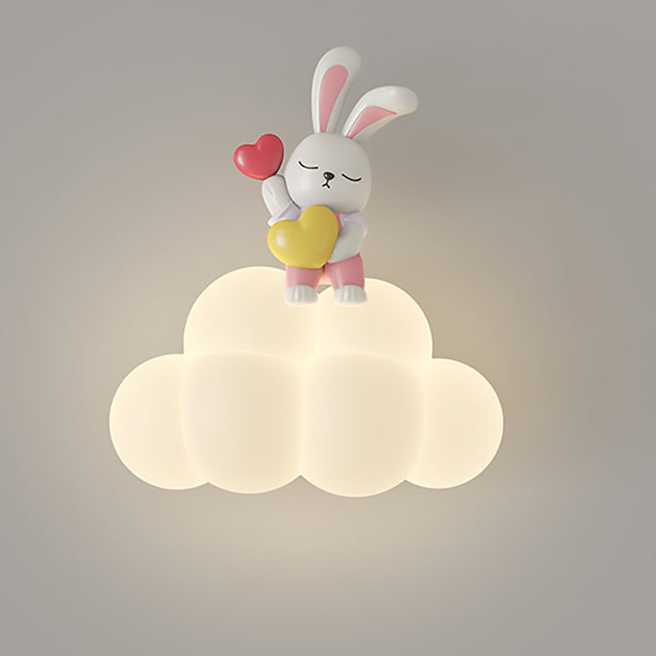 Applique murale contemporaine Creative Cloud Angel Rabbit Iron PE LED pour chambre d&