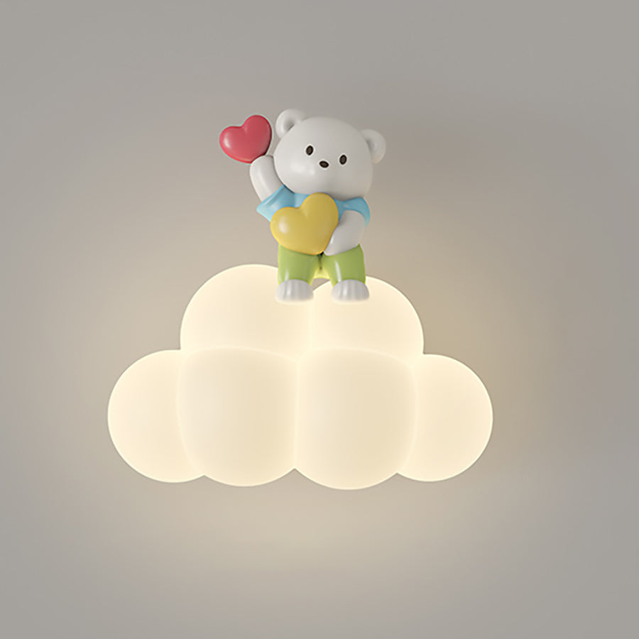 Applique murale contemporaine Creative Cloud Angel Rabbit Iron PE LED pour chambre d&