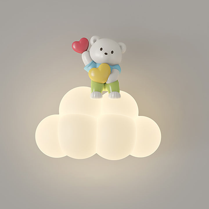 Applique murale contemporaine Creative Cloud Angel Rabbit Iron PE LED pour chambre d&