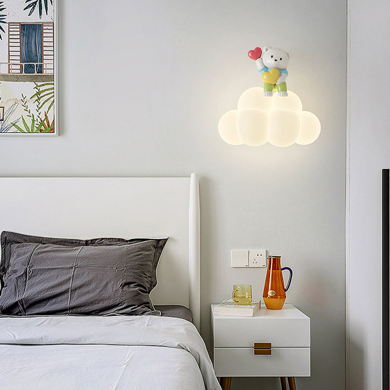Applique murale contemporaine Creative Cloud Angel Rabbit Iron PE LED pour chambre d&