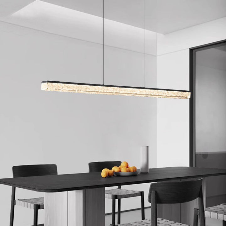Lustres modernes minimalistes en acier inoxydable résine longue bande LED pour salle à manger 