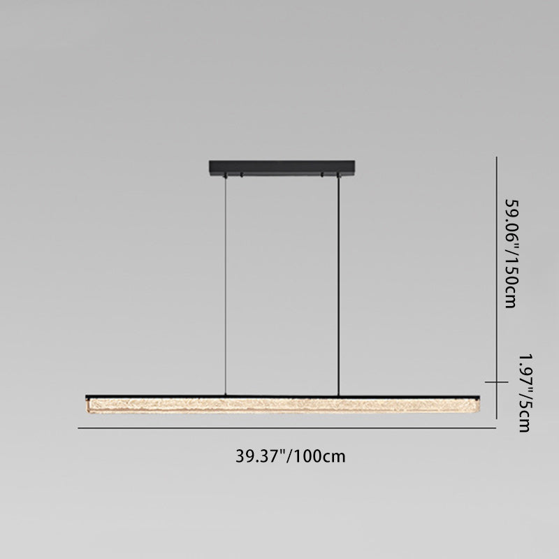 Lustres modernes minimalistes en acier inoxydable résine longue bande LED pour salle à manger 