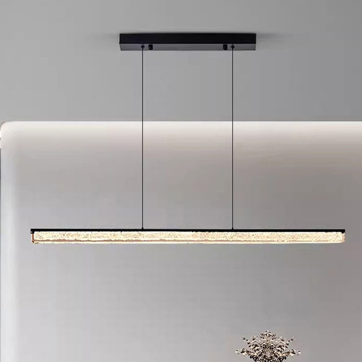 Lustres modernes minimalistes en acier inoxydable résine longue bande LED pour salle à manger 