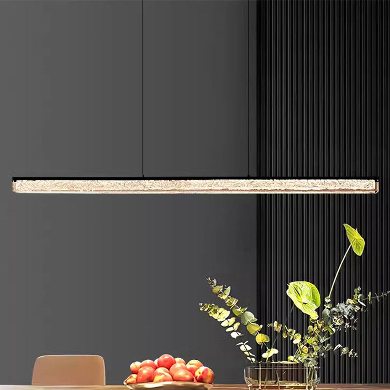 Lustres modernes minimalistes en acier inoxydable résine longue bande LED pour salle à manger 