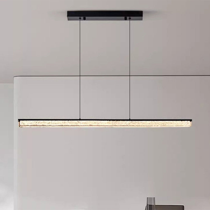 Lustres modernes minimalistes en acier inoxydable résine longue bande LED pour salle à manger 