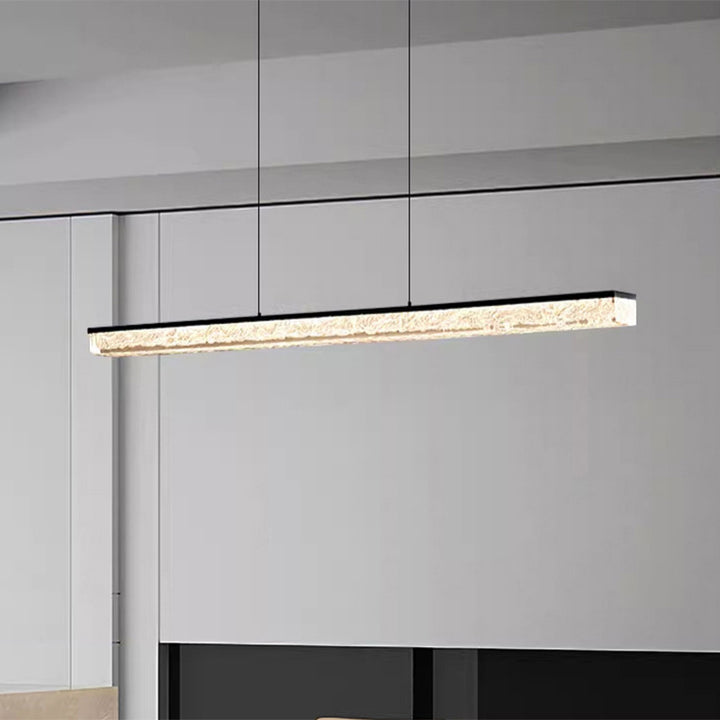 Lustres modernes minimalistes en acier inoxydable résine longue bande LED pour salle à manger 