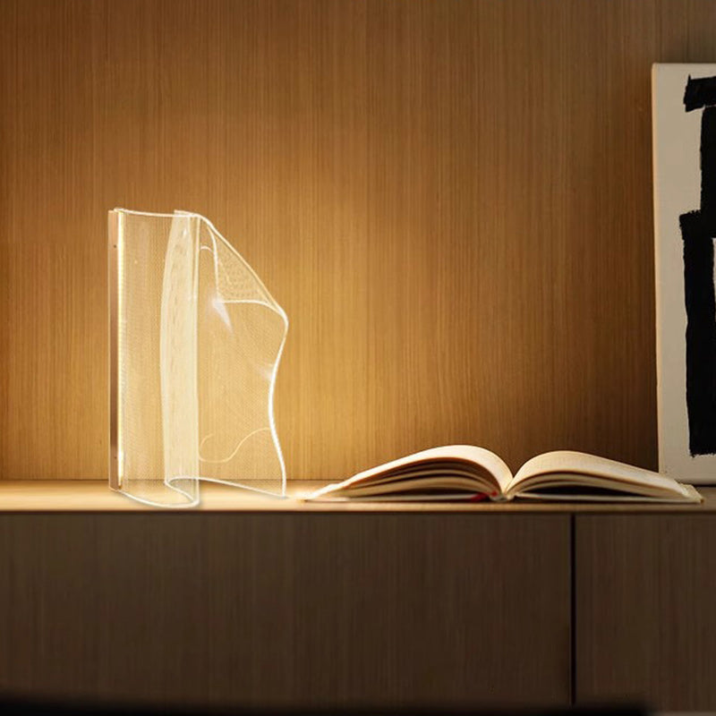 Zeitgenössische kreative unregelmäßige transparente Aluminiumacryl-LED-Tischlampe für Schlafzimmer 