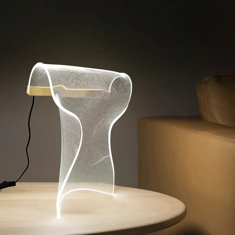 Zeitgenössische kreative unregelmäßige transparente Aluminiumacryl-LED-Tischlampe für Schlafzimmer 