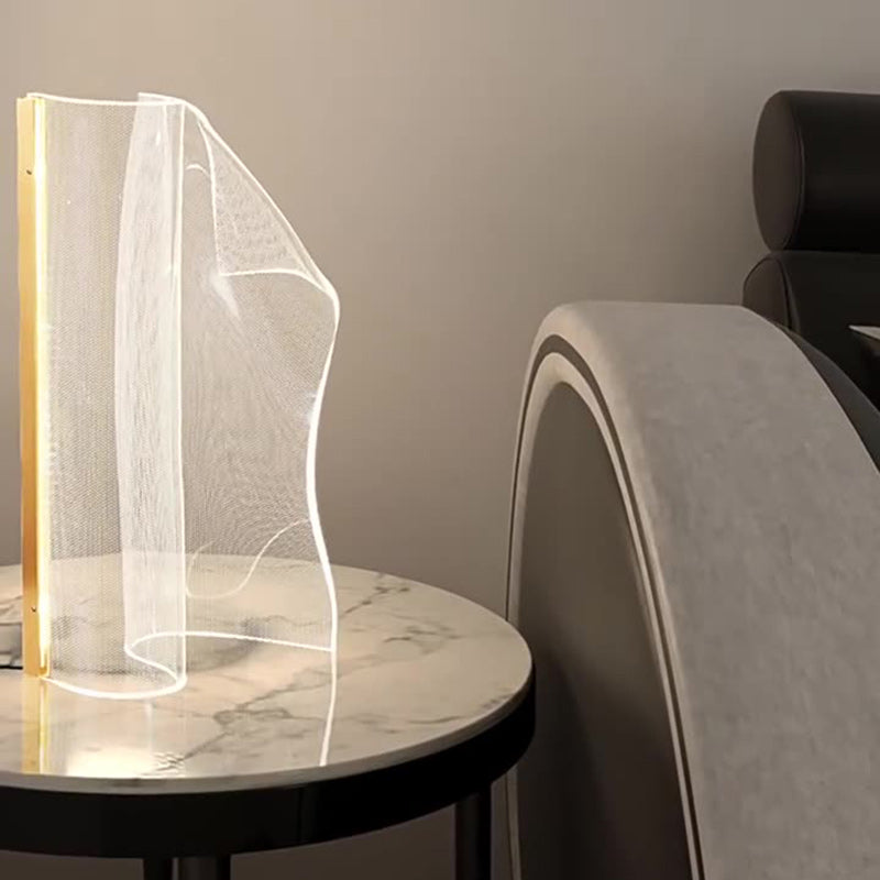 Zeitgenössische kreative unregelmäßige transparente Aluminiumacryl-LED-Tischlampe für Schlafzimmer 