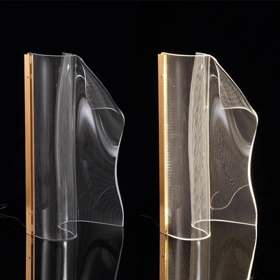 Zeitgenössische kreative unregelmäßige transparente Aluminiumacryl-LED-Tischlampe für Schlafzimmer 