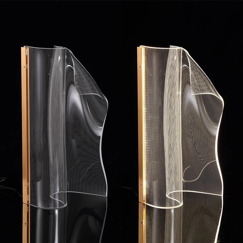 Zeitgenössische kreative unregelmäßige transparente Aluminiumacryl-LED-Tischlampe für Schlafzimmer 