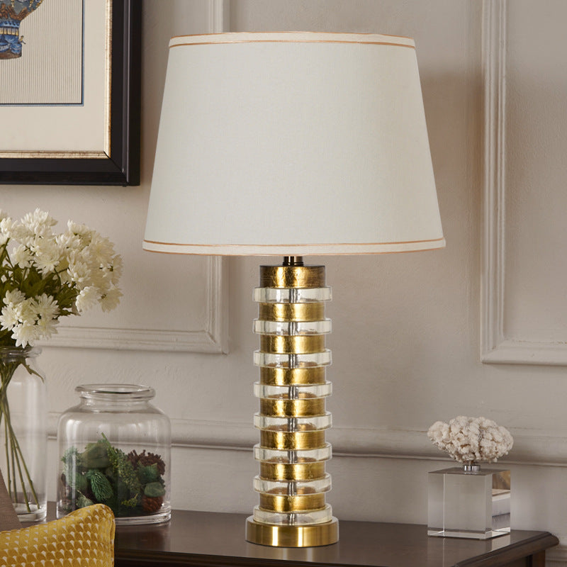 Modern Luxury Stacked Column Shape Hardware Resin Fabric 1-Light Table ...