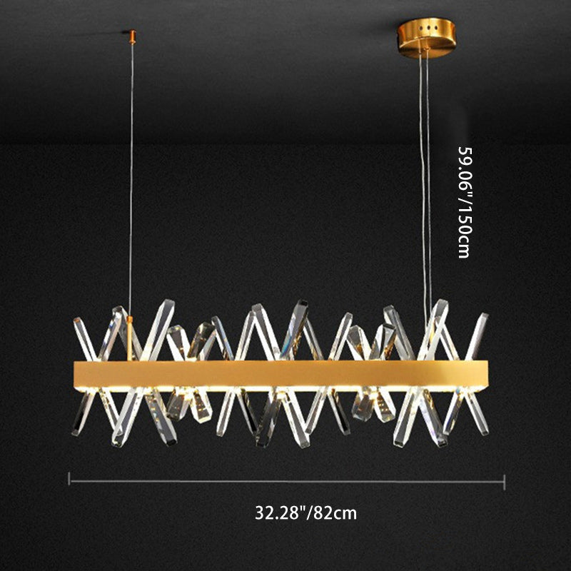Luminaires suspendus modernes en cristal linéaire rectangulaire en acier inoxydable de luxe moderne pour salle à manger 