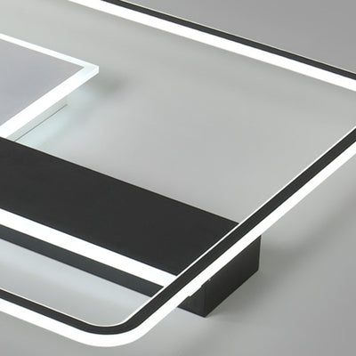 Luz de techo LED de montaje semi empotrado cuadrada de hierro contemporáneo, aluminio y acrílico, en blanco y negro, para dormitorio 