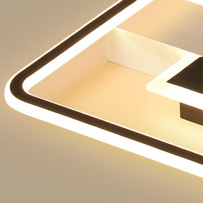 Luz de techo LED de montaje semi empotrado cuadrada de hierro contemporáneo, aluminio y acrílico, en blanco y negro, para dormitorio 