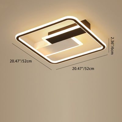 Luz de techo LED de montaje semi empotrado cuadrada de hierro contemporáneo, aluminio y acrílico, en blanco y negro, para dormitorio 