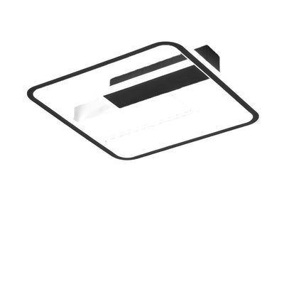 Luz de techo LED de montaje semi empotrado cuadrada de hierro contemporáneo, aluminio y acrílico, en blanco y negro, para dormitorio 