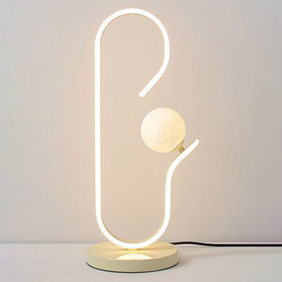 Zeitgenössische kreative dekorative gebogene Linie Eisen Acryl Aluminium Silikon LED Tischlampe für Schlafzimmer 