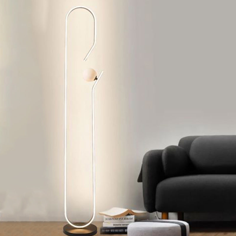 Zeitgenössische kreative dekorative geschwungene Linie Eisen Acryl Aluminium Silikon LED Stehlampe für Wohnzimmer 