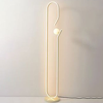 Zeitgenössische kreative dekorative geschwungene Linie Eisen Acryl Aluminium Silikon LED Stehlampe für Wohnzimmer 