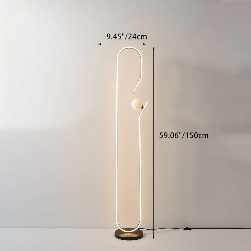 Zeitgenössische kreative dekorative geschwungene Linie Eisen Acryl Aluminium Silikon LED Stehlampe für Wohnzimmer 