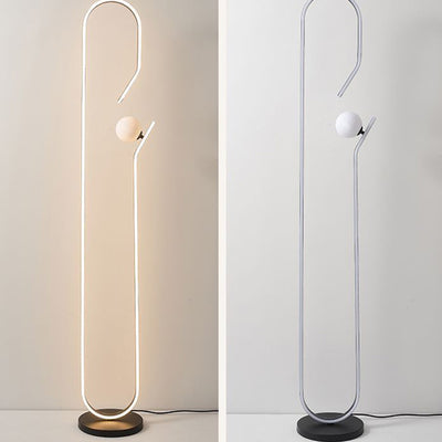 Zeitgenössische kreative dekorative geschwungene Linie Eisen Acryl Aluminium Silikon LED Stehlampe für Wohnzimmer 