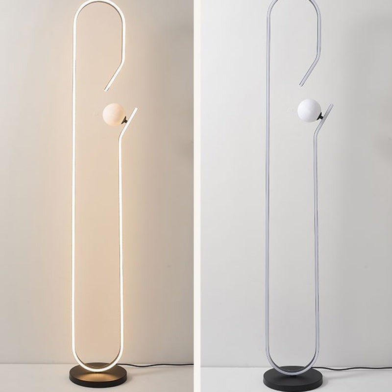 Zeitgenössische kreative dekorative geschwungene Linie Eisen Acryl Aluminium Silikon LED Stehlampe für Wohnzimmer 