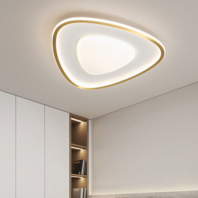 Modern Simplicity Copper Silicone Acrylic Triangle Cloud LED Flush Mount Ceiling Light For Bedroom