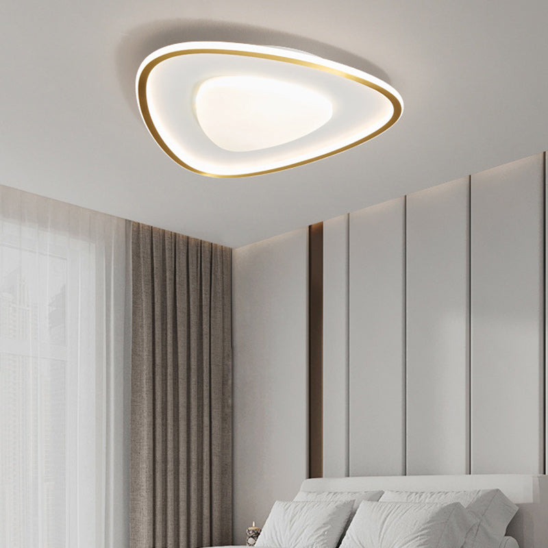 Modern Simplicity Copper Silicone Acrylic Triangle Cloud LED Flush Mount Ceiling Light For Bedroom