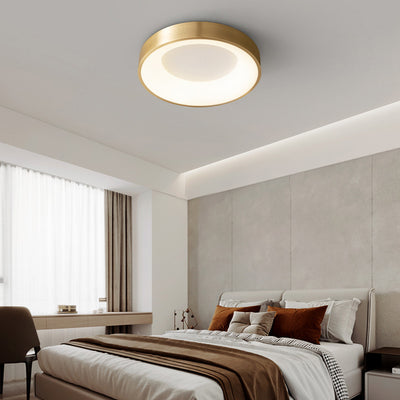 Plafonnier LED Rond Minimaliste Moderne en Cuivre et Acrylique pour Salon 