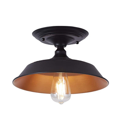 Lustre de plafond semi-encastré à 1 lumière en fer avec finition bronze frotté à l'huile industrielle contemporaine pour salle à manger 