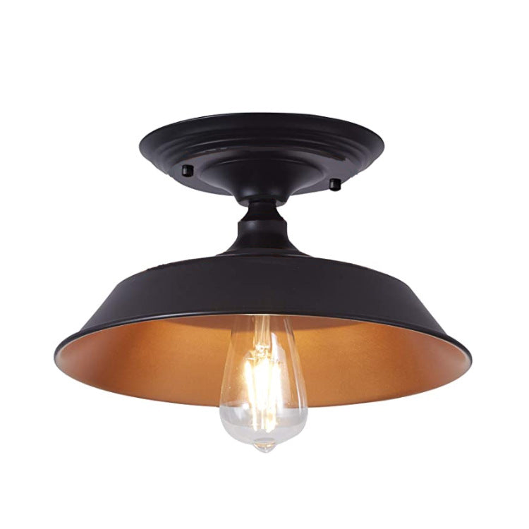 Lustre de plafond semi-encastré à 1 lumière en fer avec finition bronze frotté à l&