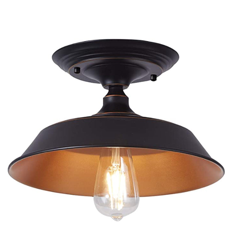 Lustre de plafond semi-encastré à 1 lumière en fer avec finition bronze frotté à l&